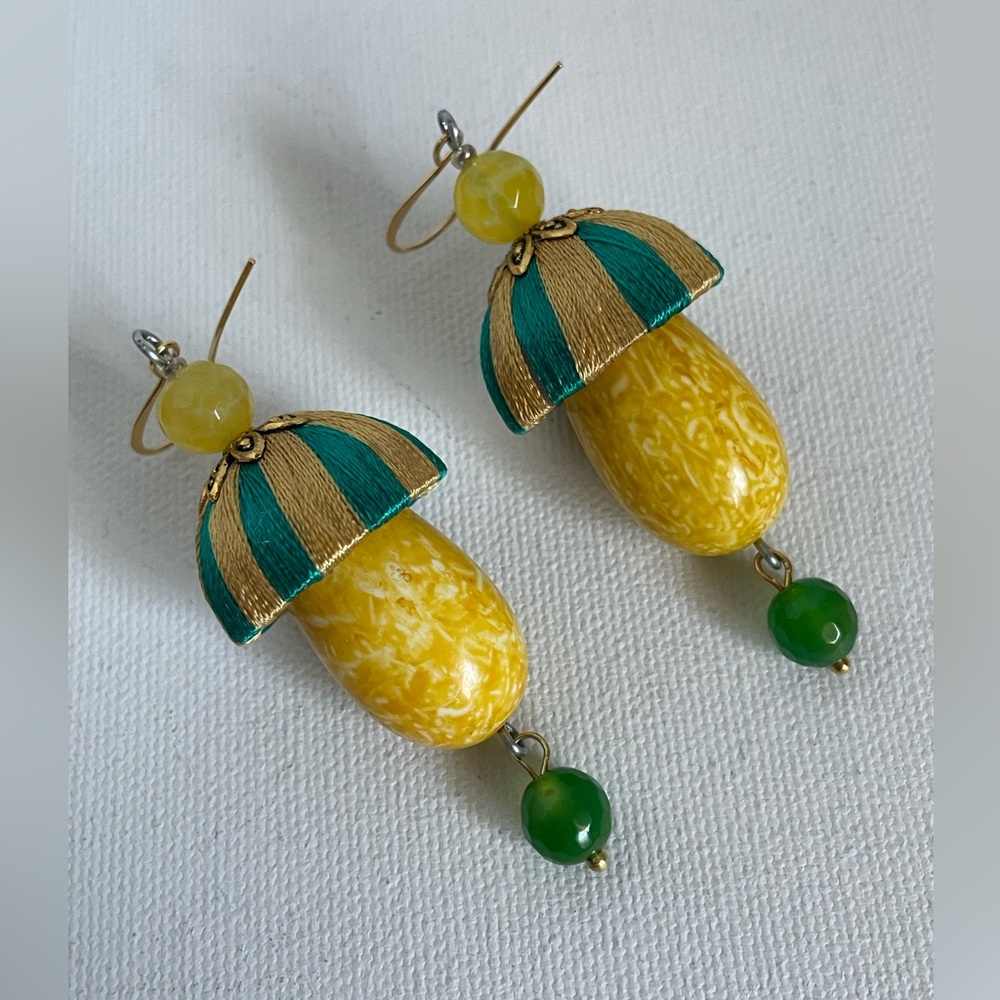 Green and yellow summer earrings